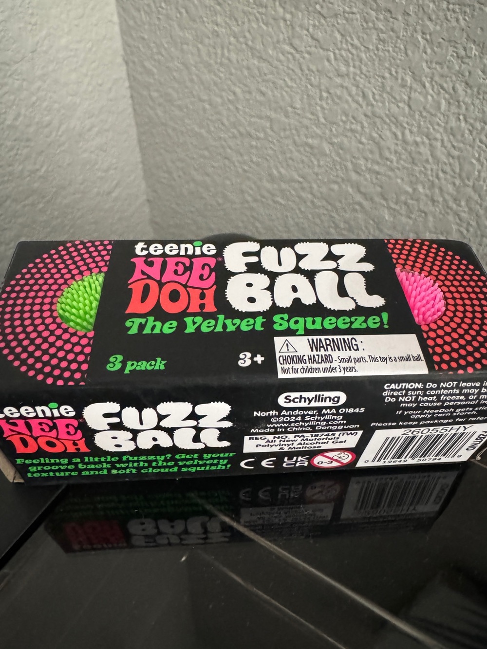 Needoh Teenie Nee Doh Fuzz Ball 3-Pack - Pink & Green